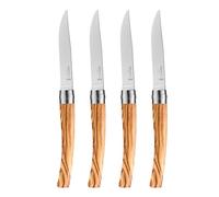 Opinel - Coffret 4 Couteaux de Table Chic Olivier - Lame Traditionnelle Yatagan Acier Inox - Manche Bois d'Olivier - Garantie à Vie - Fabrication Française