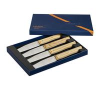 Opinel - Coffret de 4 Couteaux de Table Facette Olivier - Lame Lisse Pleine Soie Acier Inox - Manche Bois d'Olivier - Garantie à Vie - Fabrication Française