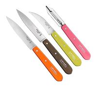 Opinel - Coffret de 4 Couteaux de Cuisine Les Essentiels Fifties - N°112 Office, N°113 Cranté, N°114 Légumes, N°115 Éplucheur - Mandarine, Poivre, Tilleul, Rose