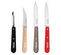 Opinel - Coffret de 4 Couteaux de Cuisine Les Essentiels Loft - N°112 Office, N°113 Cranté, N°114 Légumes, N°115 Éplucheur - Rouge, Gris, Naturel, Noir