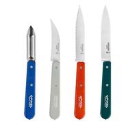 Opinel - Coffret de 4 Couteaux de Cuisine Les Essentiels Primo - N°112 Office, N°113 Cranté, N°114 Légumes, N°115 Éplucheur - Manche en Bois de Hêtre Verni
