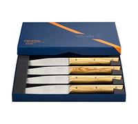 Opinel - Coffret de 4 Couteaux de Table Facette Frêne - Lame Lisse Pleine Soie Acier Inox - Manche Bois de Frêne - Garantie à Vie - Fabrication Française
