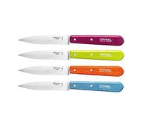 Opinel - Coffret de 4 Couteaux d'Office N°112 - Lame en Acier Inoxydable 10 cm - Idéal en Cuisine - Garanti à Vie - Fabrication Française - Couleurs Acidulées