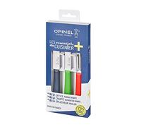 Opinel - Coffret Trio Les Essentiels +, 1 Couteau Cranté, 1 Couteau d’Office, 1 Eplucheur - Lame Acier Inox - Manche Polymère Robuste - Passe au Lave-Vaisselle