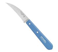 Opinel Couteau à légumes pour adulte n° 114 en acier inoxydable Sandvik, courbé, bleu clair, manche en bois de hêtre multicolore, taille unique
