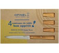 Opinel - Boîte de 4 Couteaux de Table N°125 Bon Appétit Sud - Lame Acier Inox - Manche Bois d'Olivier - Garantie à Vie - Fabrication Française - Coloris Naturel
