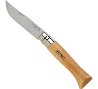 Opinel Couteau de poche N°09 Inox – Lame 9 cm, Manche hêtre, Bague Virobloc – Fabrication française