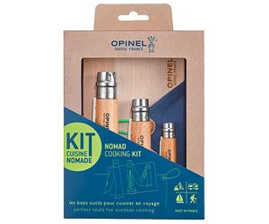 Opinel - Kit d'essentiels de cuisine pour pique-nique - Kit Cuisine Nomade en Bois - Bleu Bleu