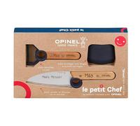 Opinel Le Petit Chef Lot de 3 couteaux de cuisine pour enfant avec manche en bois | Gravure personnelle | Éplucheur | Inoxydable | Protection des doigts | Cadeau (bleu)