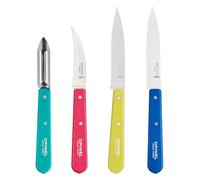 OPINEL Les Essentials Lot de 4 petits couteaux de cuisine - Couteau à éplucher, couteau dentelé, éplucheur, couteau à légumes, acier à haute teneur en carbone résistant à la corrosion, fabriqué en