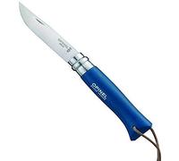 OPINEL - N°08 Baroudeur et Étui - Couteau Pliant de Poche OPINEL Bois - Couteau de Poche Lame en Acier Inoxydable - Lame Inox 8,5 cm et Manche en Bois - Bleu