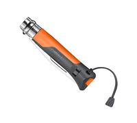 OPINEL - N°08 Outdoor Orange - Couteau Pliant de Poche - en Acier Inoxydable - Lame Inox 8,5 cm avec Démanilleur - Manche en Polymère Waterproof Sifflet Inclus - Anthracite