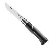 Opinel - N°08 Couteau Pliant - Lame Inox - Manche Ellipse Ébène & Aluminium - Coupe Parfaite, Entretien Facile - Bague de Sécurité Virobloc - Fabrication France