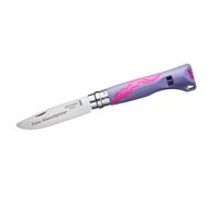 Opinel Outdoor Junior Couteau pour enfant avec manche en plastique | Gravure personnelle | Pointe arrondie à l'avant | Inoxydable | Sifflet de signalisation | Virobloc | Cadeau (violet)