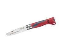 Opinel Outdoor Junior Couteau pour enfant avec manche en plastique | Gravure personnelle | Pointe arrondie à l'avant | Inoxydable | Sifflet de signalisation | Virobloc | Cadeau (rouge)
