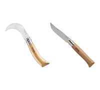 Opinel - Serpette Jardin Pliante Lame Courbe Acier Inoxydable (10 cm), Couteau N°12 Manche Hêtre, Mixte Adulte, Brun (12 cm)