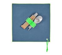 Opinel - Set Complet Picnic + - avec Couteau N°8 en Bois de Hêtre, 2 Inserts Fourchette et Cuillère et Étui-Serviette Microfibre - Fabrication Française