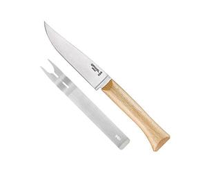 Opinel - Set Fromage - 1 Couteau à Fromage Emboîtable, 1 Fourchette à Fromage - Lame 12,5 cm Acier Inox - Manche Bois de Hêtre - Fabrication Française