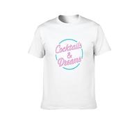Opinh Cocktails and Dreams - Retro 80s Cocktail Tom Cruise Movie Film Unisex T-Shirt Printed Tee Graphic Top Men White Shirt L