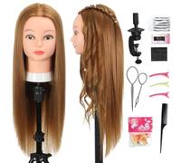 Opini Tête de mannequin avec 80 % de cheveux humains raides de 66 cm et 28 cm Tête de poupée avec cheveux Mannequin de cosmétologie