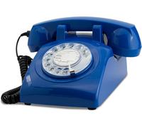 Opis 60S Cable: Téléphone Fixe Vintage Compatible Box, Style Rétro Des Années 60, Avec Son Aspect Ancien À Cadran Classique Bleu