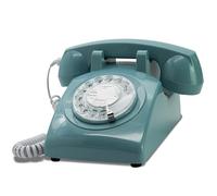 Opis 60s Cable: Téléphone Fixe Vintage Compatible Box, Style rétro des années 60, avec Son Aspect Ancien à Cadran Classique Azure