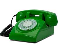 Opis 60S Cable: Téléphone Fixe Vintage Compatible Box, Style Rétro Des Années 60, Avec Son Aspect Ancien À Cadran Classique Vert