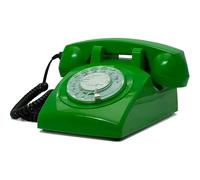 Opis 60s Cable: Téléphone Fixe Vintage Compatible Box, Style rétro des années 60, avec Son Aspect Ancien à Cadran Classique Vert