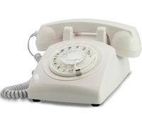 Opis 60S Cable: Téléphone Fixe Vintage Compatible Box, Style Rétro Des Années 60, Avec Son Aspect Ancien À Cadran Classique Blanc