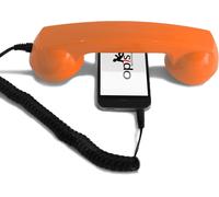 Opis 60S Micro - Combiné Telephone Portable/Écouteurs Filaire/Casque Audio En Forme Combiné Téléphonique Compatible Avec Iphone Avec Lightning (Adaptateur Inclus) (Orange)
