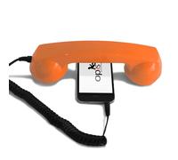 Opis 60s Micro - Combine Telephone Portable/Combiné Téléphone Rétro/Casque Audio en Forme combiné téléphonique pour Les Smartphones Android, Tablettes, Ordinateurs Portables, etc. (Orange)