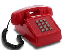 Opis Pushmefon Cable: Téléphone Fixe Vintage Rétro À Touches, Idéal Pour Une Décoration Murale Ou Un Usage Coloré Rouge