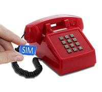 Opis PushMeFon Mobile: Téléphone Fixe GSM Rétro pour Senior avec Grosse Touche, Compatible Carte SIM Vintage Rouge