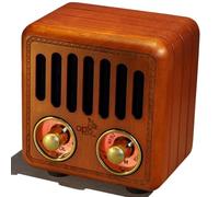 Opis Radio 2 - Petite Radio Portable Rechargeable, dotée de FM et Bluetooth, idéale pour la Maison et Le Chantier, au Style d'un Ancien Poste Radio en Bois (Noyer)