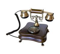 Opis Technology 1921 Cable Modèle B - Téléphone Fixe Vintage en Bois, Téléphone Rétro Filaire avec Cadran Rotatif et Cloche en Métal (sans Bluetooth)