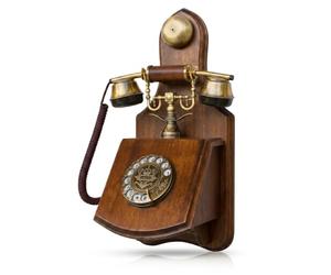 Opis Technology 1921 Cable Modèle D - Téléphone Mural Vintage en Bois, Téléphone Ancien Fixe Filaire avec Cadran Rotatif et Véritable Cloche en Métal