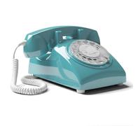Opis Technology 60s Cable Téléphone Fixe à Cadran Rotatif, Azur | Cloche mécanique authentique et style rétro des années 60. Compatible avec la plupart des box et fibre.