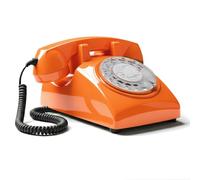 Opis Technology 60s Cable Téléphone Fixe à Cadran Rotatif, Orange