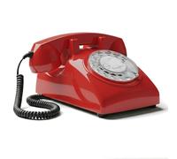 Opis Technology 60s Cable Téléphone Fixe à Cadran Rotatif, Rouge | Cloche mécanique authentique et style rétro des années 60. Compatible avec la plupart des box et fibre.