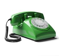 Opis Technology 60s Cable - Téléphone Fixe Vintage à Cadran Rotatif & Cloche Mécanique - Compatible Plupart des Box & Fibre - Design Rétro Années 60 - Vert