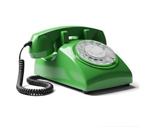 Opis Technology 60s Cable - Téléphone Fixe Vintage à Cadran Rotatif & Cloche Mécanique - Compatible Plupart des Box & Fibre - Design Rétro Années 60 - Vert