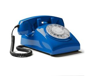 Opis Technology 60s Cable - Téléphone Fixe Vintage à Cadran Rotatif & Cloche Mécanique - Compatible Plupart des Box & Fibre - Design Rétro Années 60 - Bleu