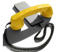 Opis Technology 60s Micro Combiné Rétro Lightning MFi, Jaune | Certifié MFi pour iPhone 7 à 14. Câble spiralé, écouteur confortable, allure de téléphone vintage.