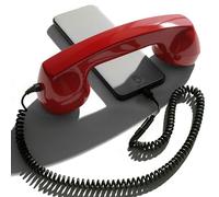 Opis Technology 60s Micro Combiné Rétro Lightning MFi, Rouge | Certifié MFi pour iPhone 7 à 14. Câble spiralé, écouteur confortable, allure de téléphone vintage.
