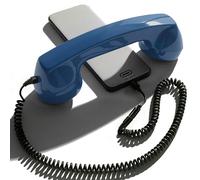 Opis Technology 60s Micro Combiné Rétro USB-C et Jack, Bleu | Se branche sur smartphone Android ou iPhone récent. Câble spiralé, écouteur confortable, style vintage.