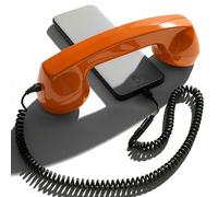 Opis Technology 60s Micro - Combiné Téléphone Portable Rétro Lightning (MFi) pour iPhone - Compatible iPhone 7 à 14 - Adaptateur Inclus (Orange)