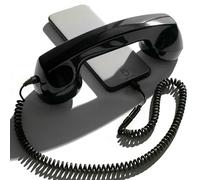 Opis Technology 60s Micro - Combiné Téléphone Portable Rétro Lightning (MFi) pour iPhone - Compatible iPhone 7 à 14 - Adaptateur Inclus (Noir)