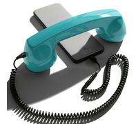 Opis Technology 60s Micro - Combiné Téléphone Portable Rétro Lightning (MFi) pour iPhone - Compatible iPhone 7 à 14 - Adaptateur Inclus (Turquoise)