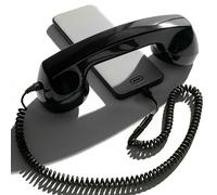 Opis Technology 60s Micro - Combiné Téléphone Portable Rétro pour Smartphone (USB-C + Jack 3,5 mm) - Compatible iPhone 15+, Android, PC - Adaptateur Inclus (Noir)