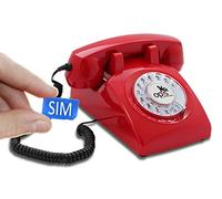 Opis Technology 60s Mobile 4G - Téléphone Rétro à Cadran Rotatif avec Carte SIM, Vraie Sonnette Métal, 4G Volte Débloqué, Design Vintage Années 60 (Rouge, Alimentation Incluse)